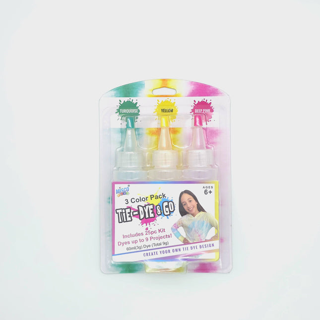 3 Color Pack Tie-dye & Go included 25pc dry up to 9 projects