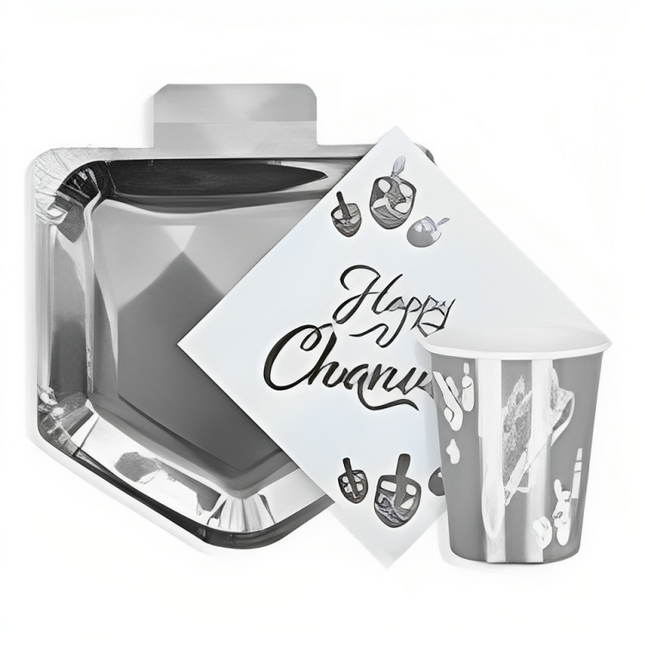 Happy Chanukah Paper Goods Package - Silver