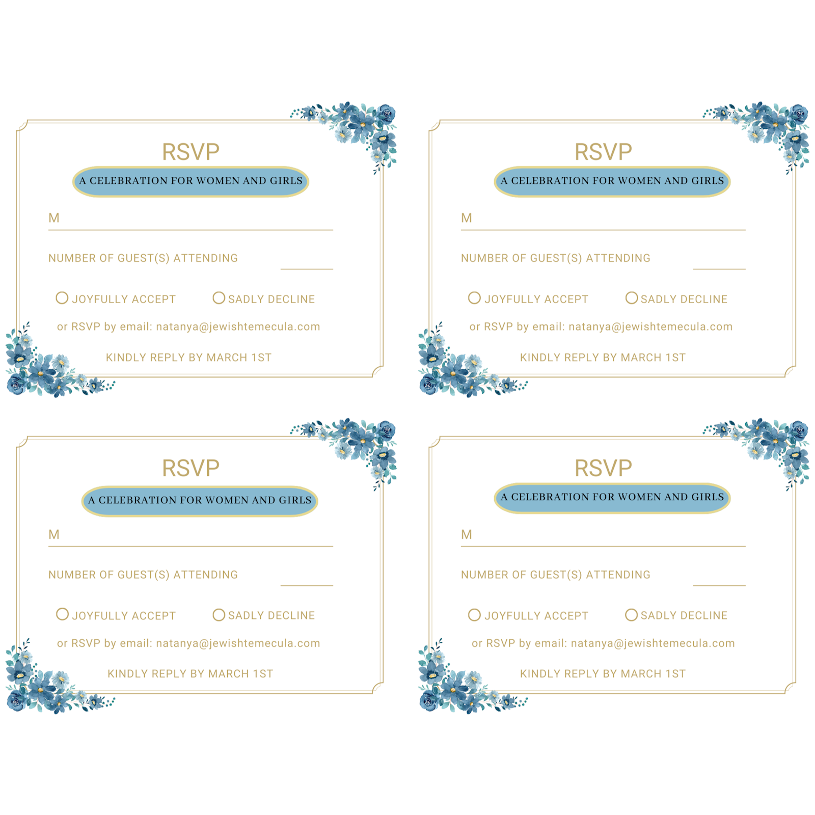 Bas Mitzvah - RSVP/Menu Cards #1 - Card