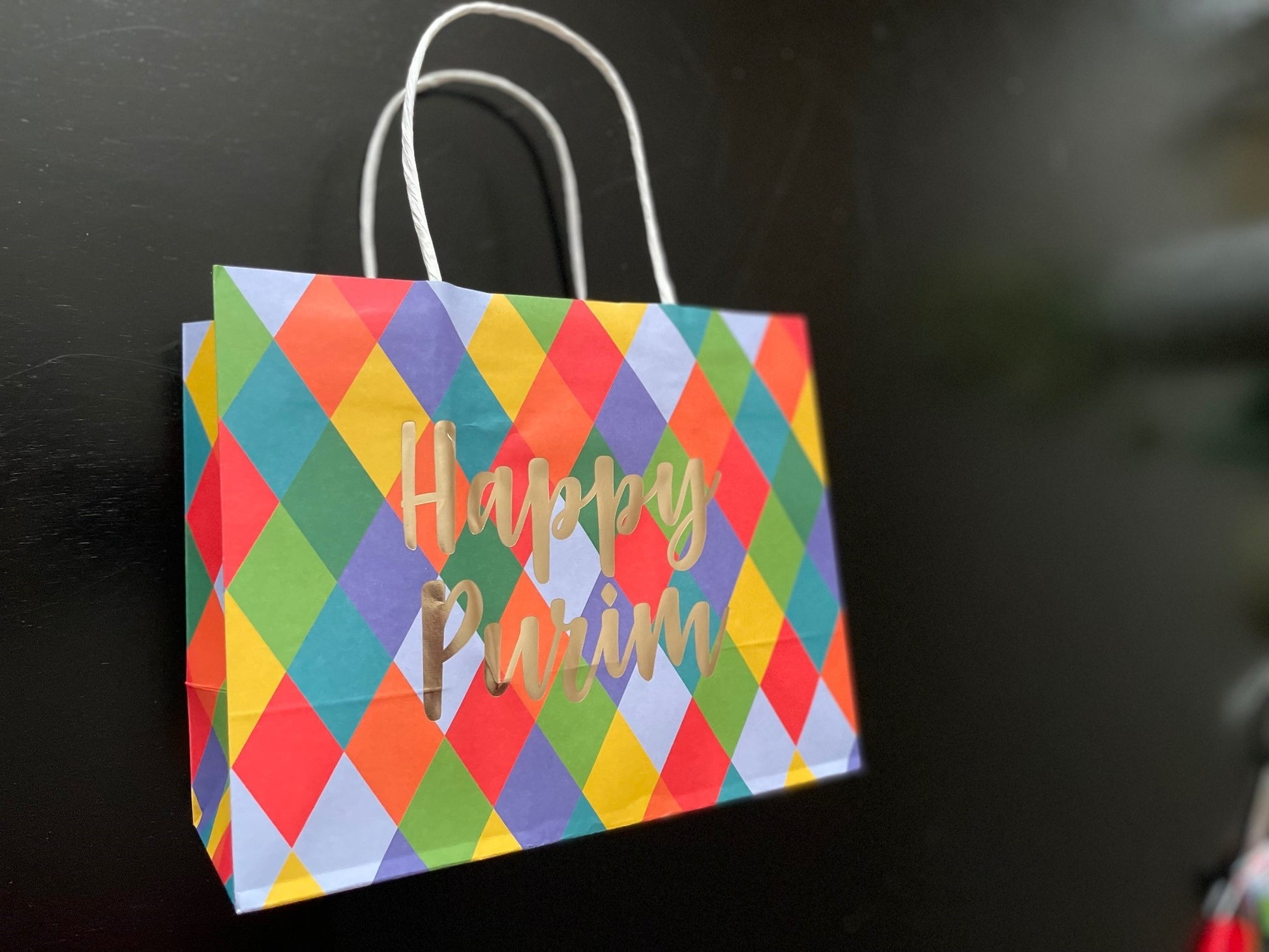 Boutique Style Happy Purim Paper Bags - 5 Pack