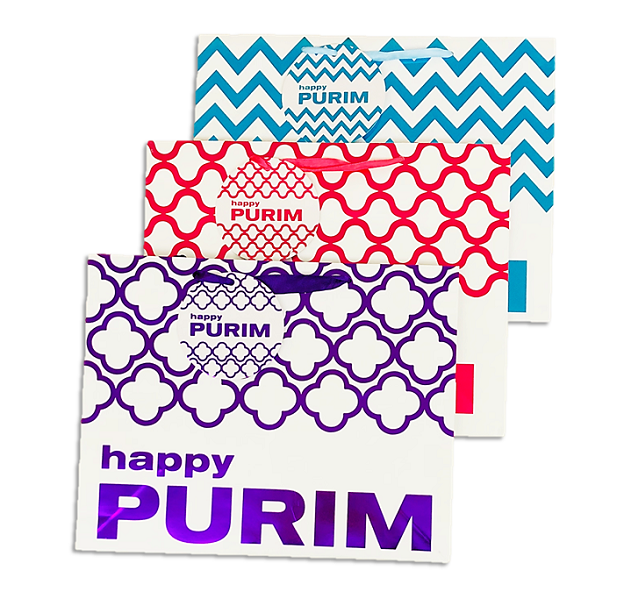 Purim Gift Bag - Metallic Finish Design