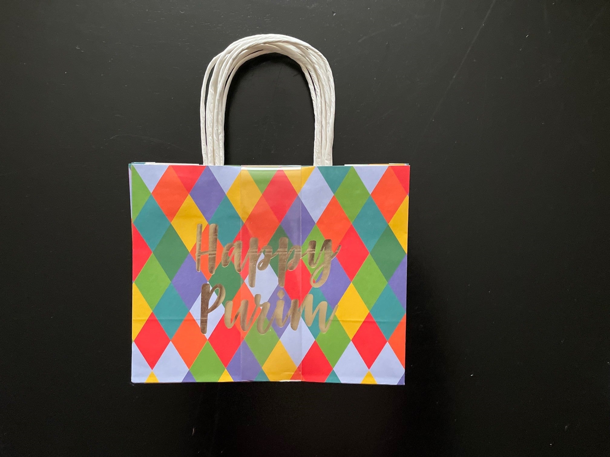 Boutique Style Happy Purim Paper Bags - 5 Pack