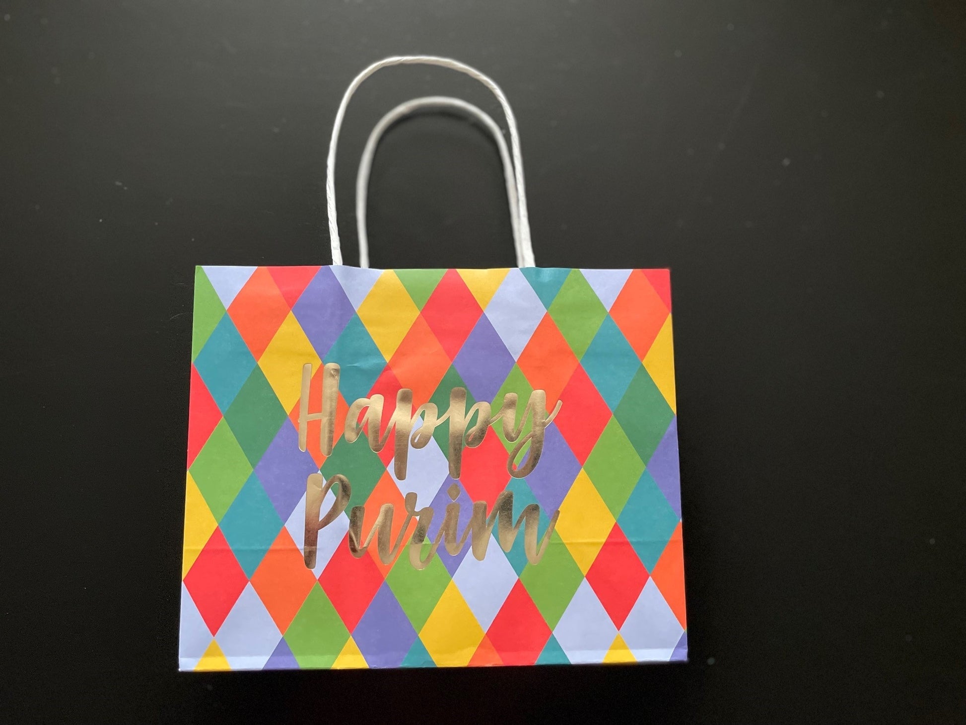 Boutique Style Happy Purim Paper Bags - 5 Pack