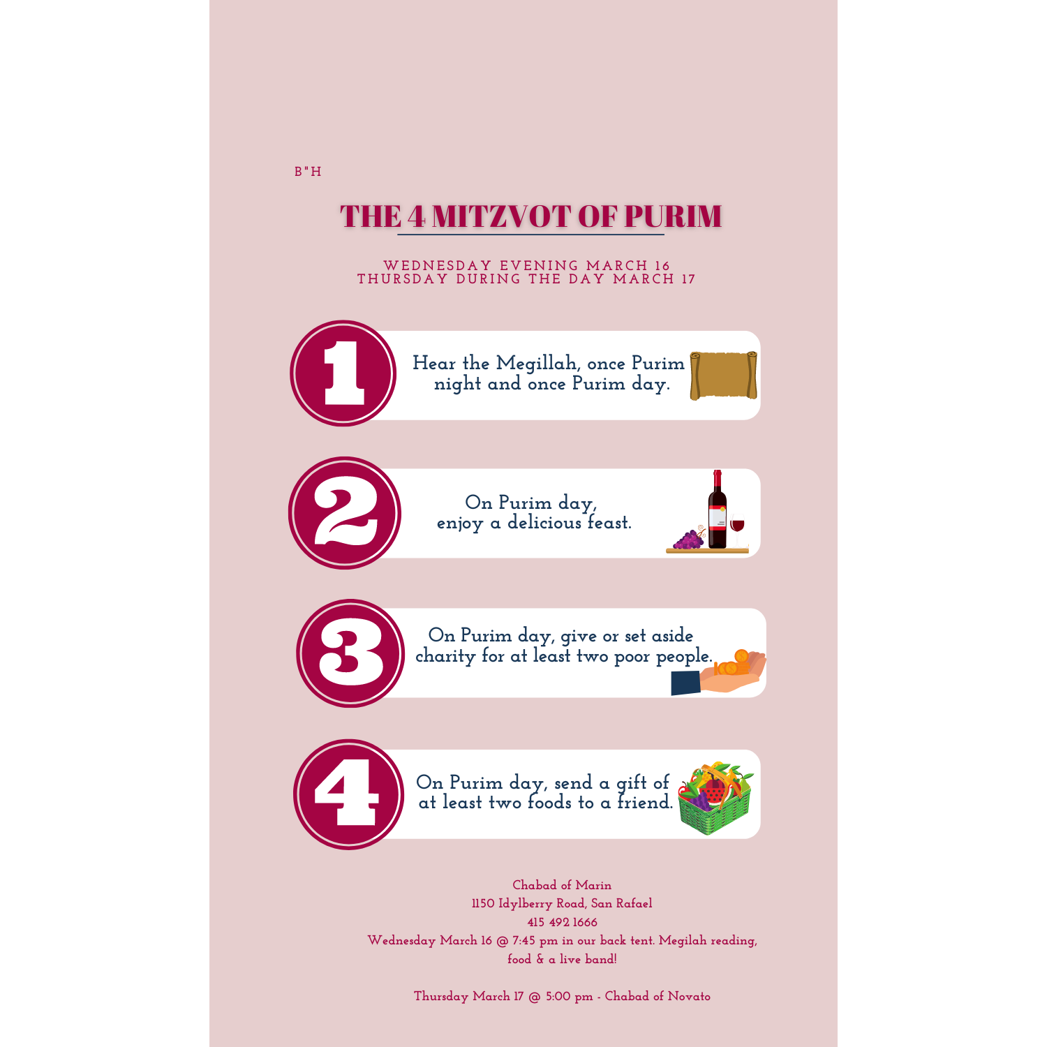 Purim - Four Mitzvos #4 - Card