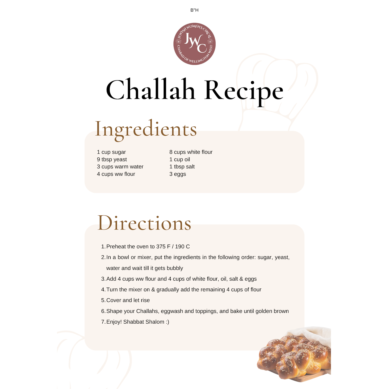 Challah - Challah Recipe #2 - Flyer