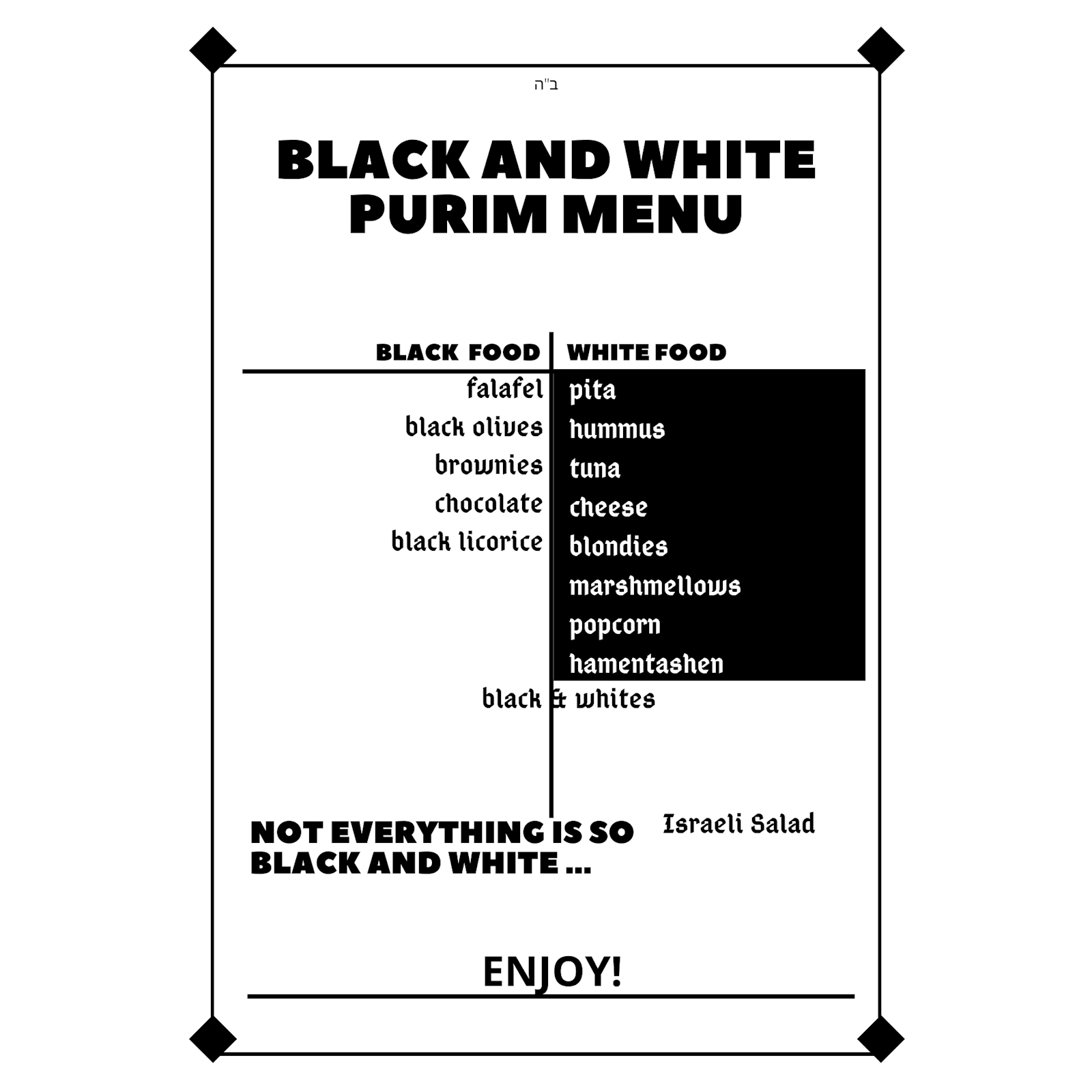 Purim - Black & White #2 - Flyer