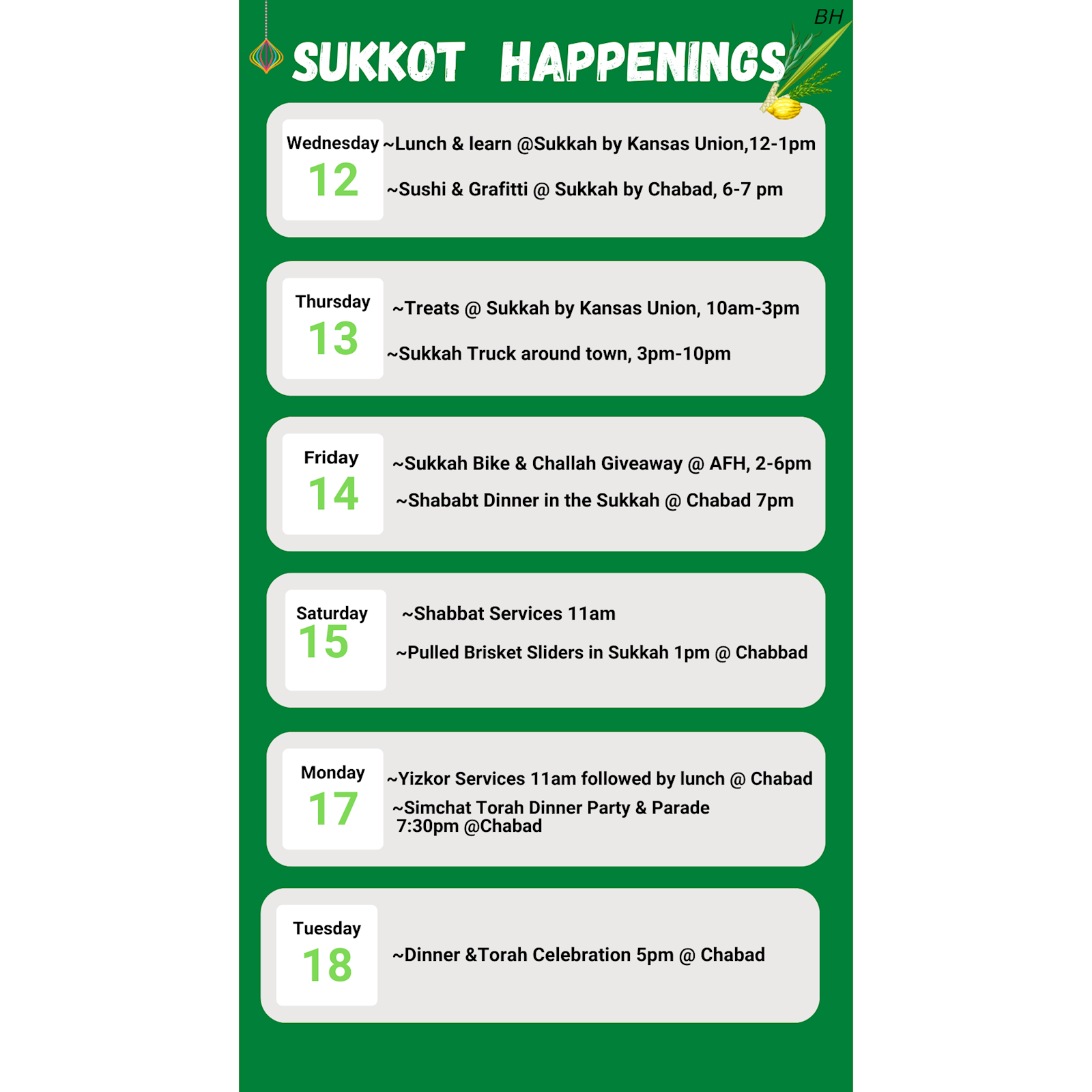 Sukkos - Event Schedule #4 - Flyer