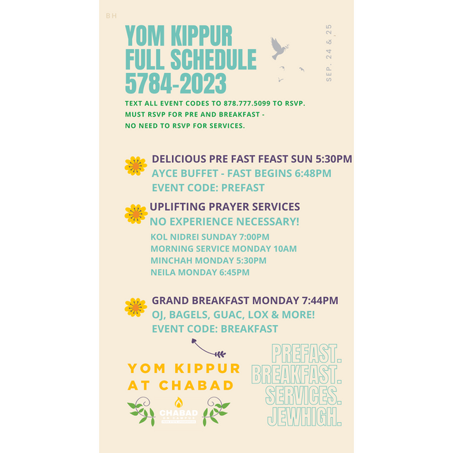 Yom Kippur - Event Schedule #1 - Flyer