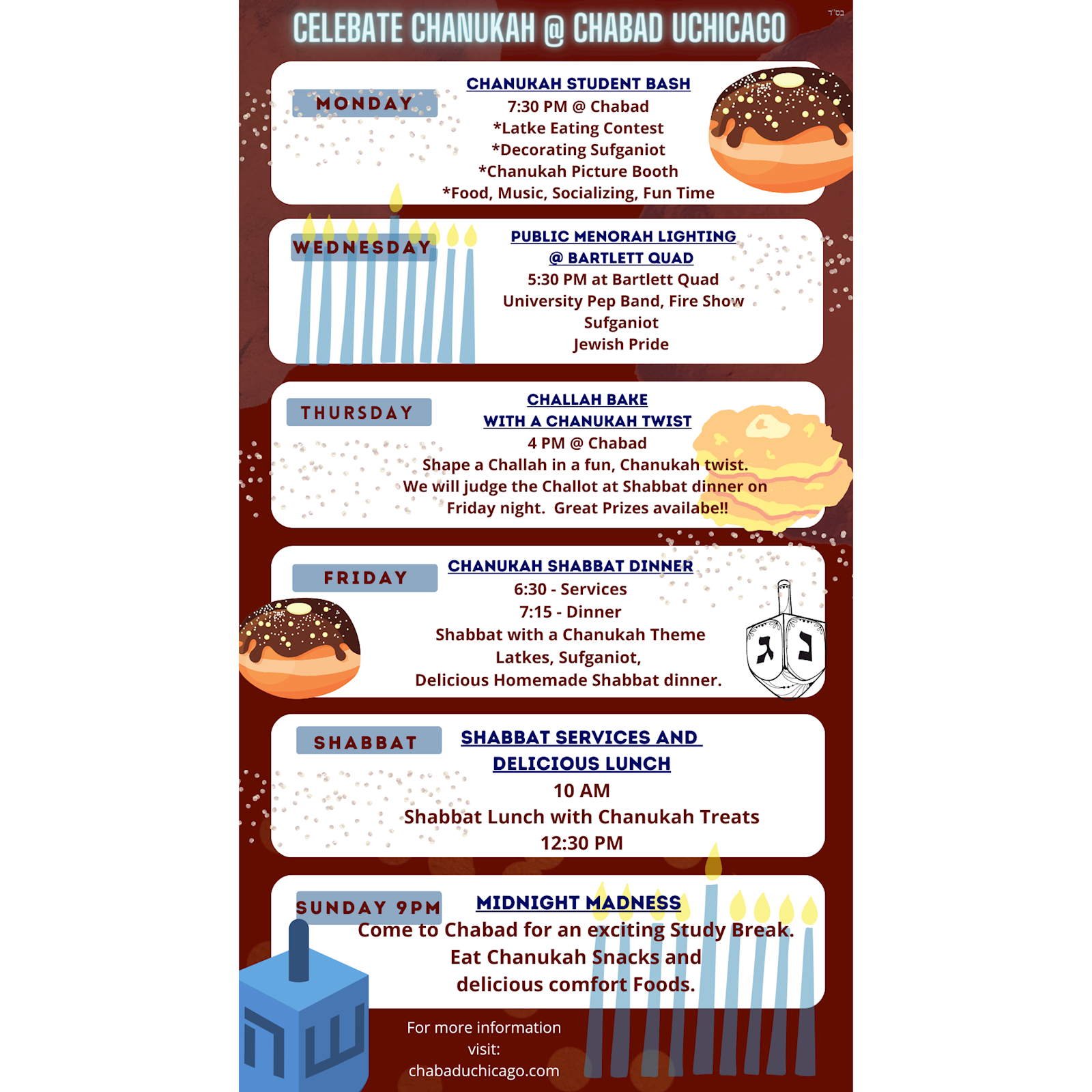 Chanukah - Events Schedule #1 - Poster