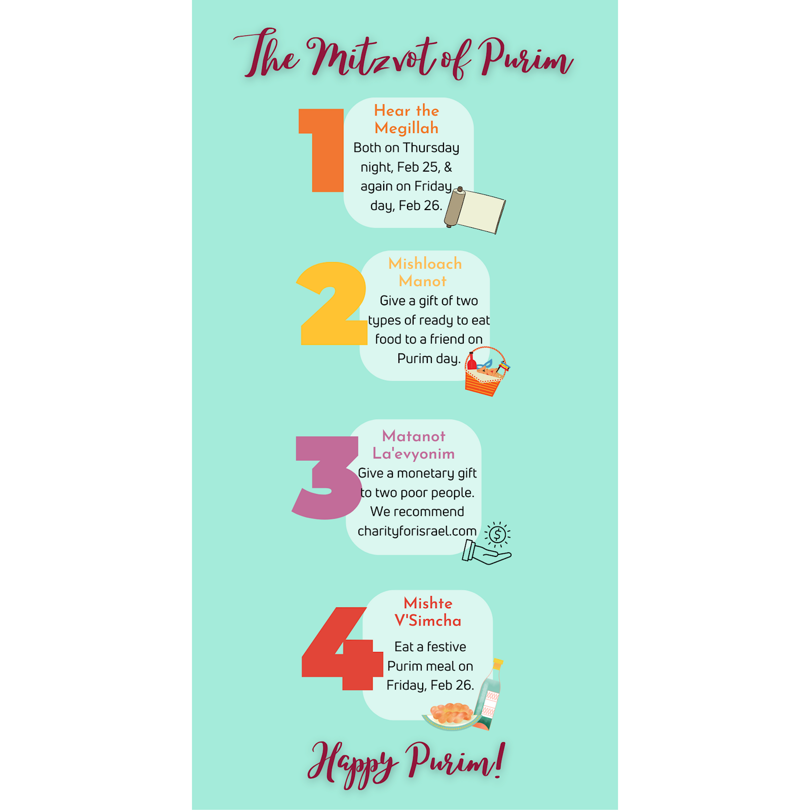 Purim - Four Mitzvos #2 - Flyer