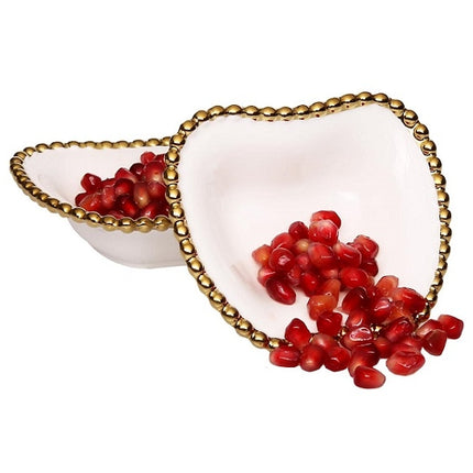 White Porcelain Dish with Gold Border
