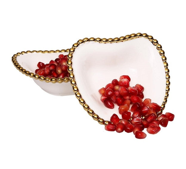 White Porcelain Dish with Gold Border
