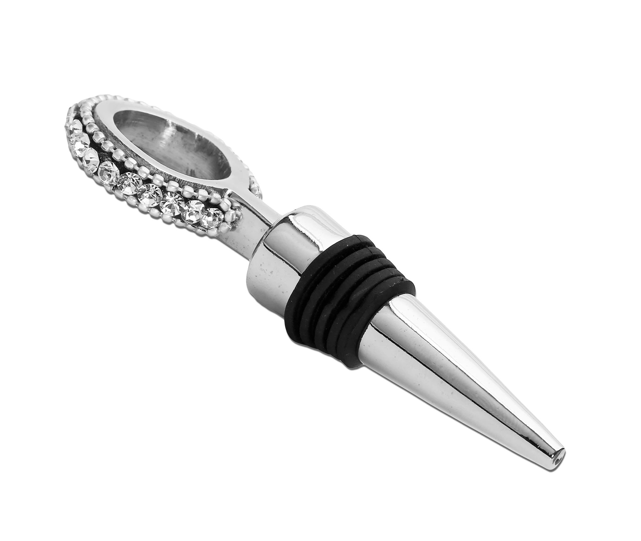 3"W Bottle Stopper - Rhinestone Ring
