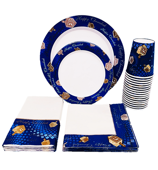 Chanukah Party Tableware Set - Plates Napkins Cups