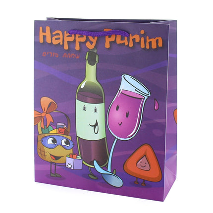 UPVC Purim Gift Bag - 12 PK - Wine Character
