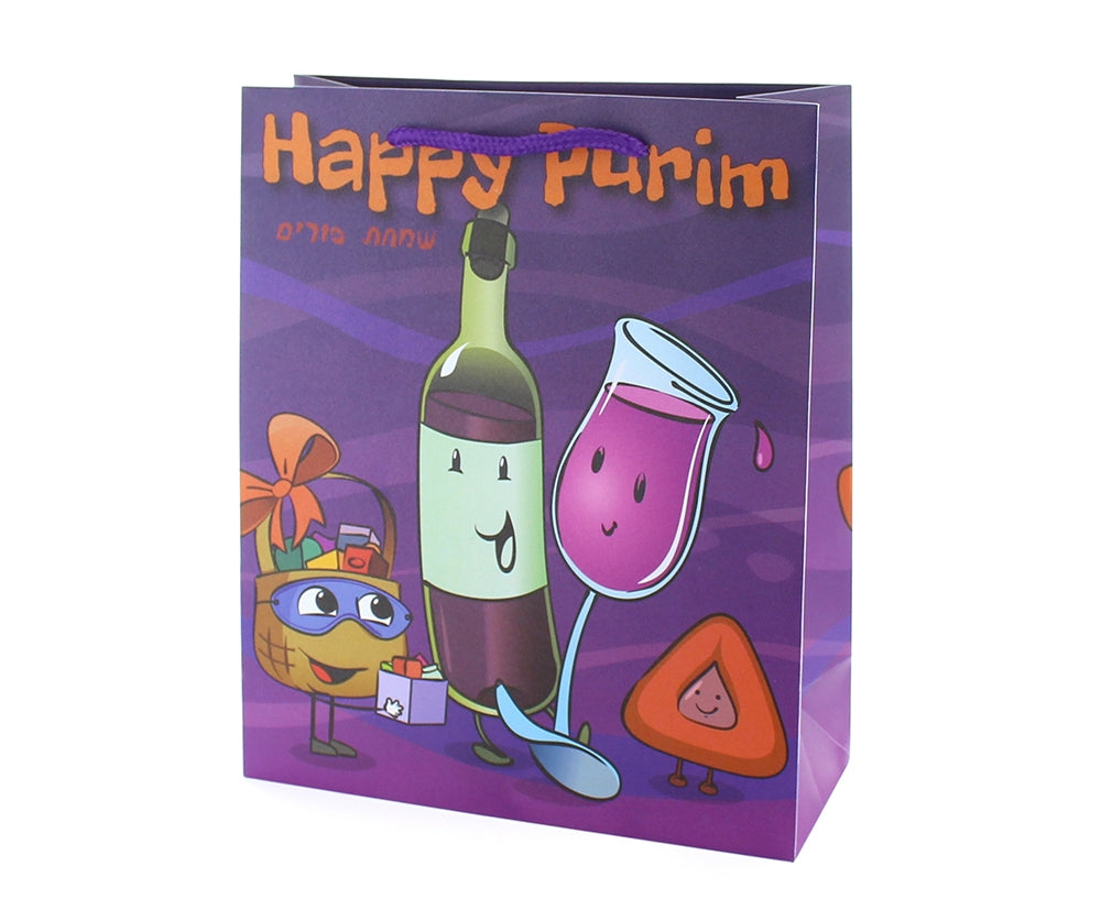 UPVC Purim Gift Bag - 12 PK - Wine Character