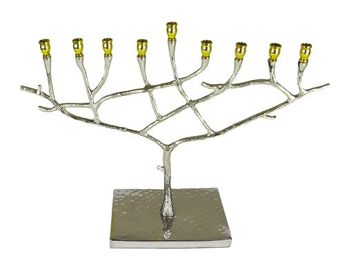 Hammered Stainless Steel Menorah