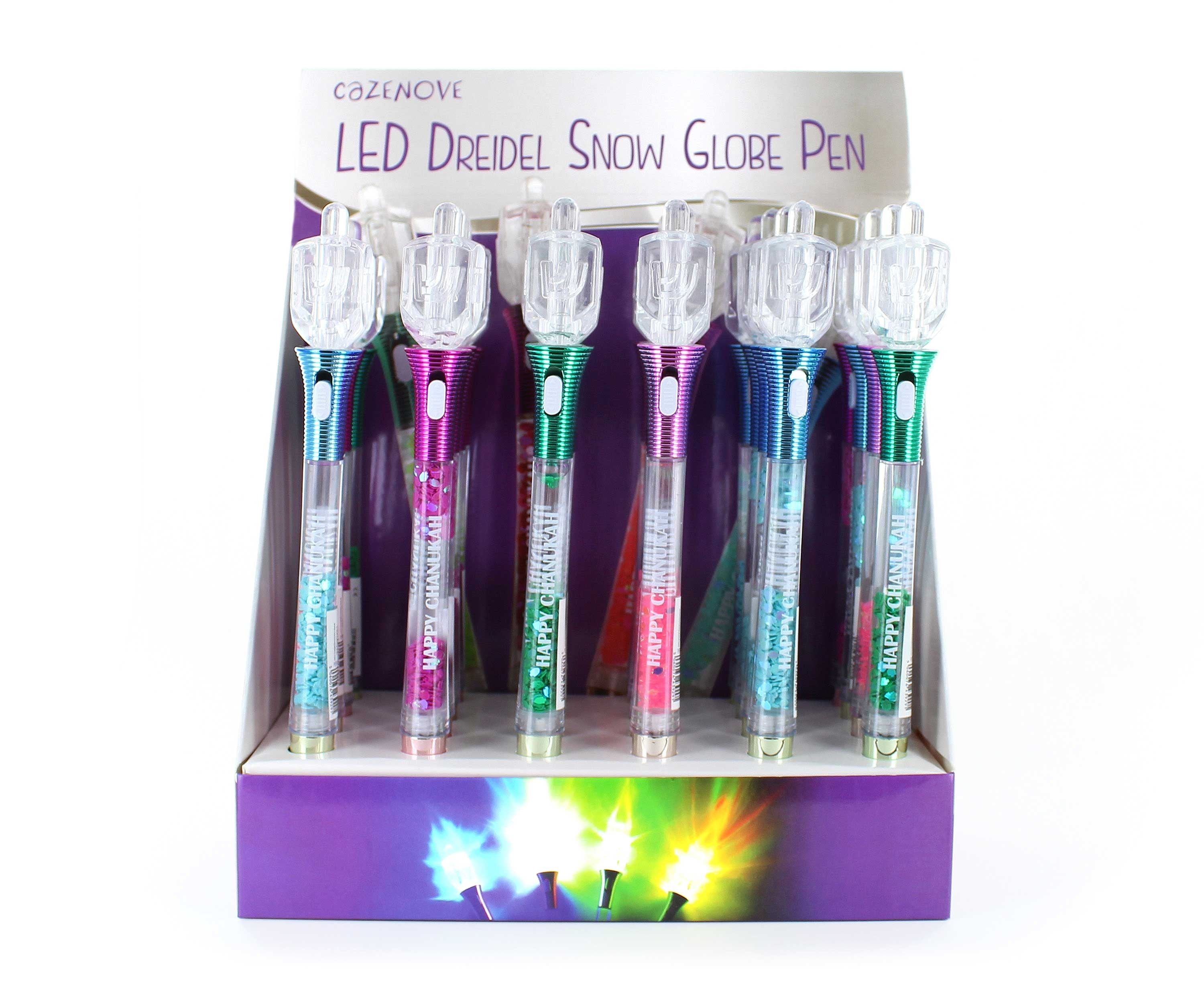 LED Dreidel Snow Globe Pen - 24PK