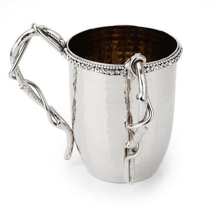 Hammered Stainless Steel Wash Cup with Diamonds