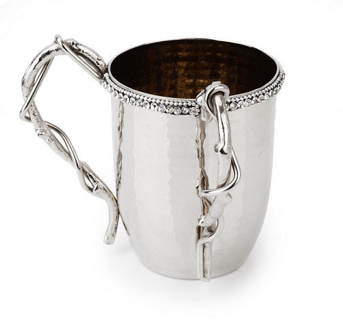 Hammered Stainless Steel Wash Cup with Diamonds