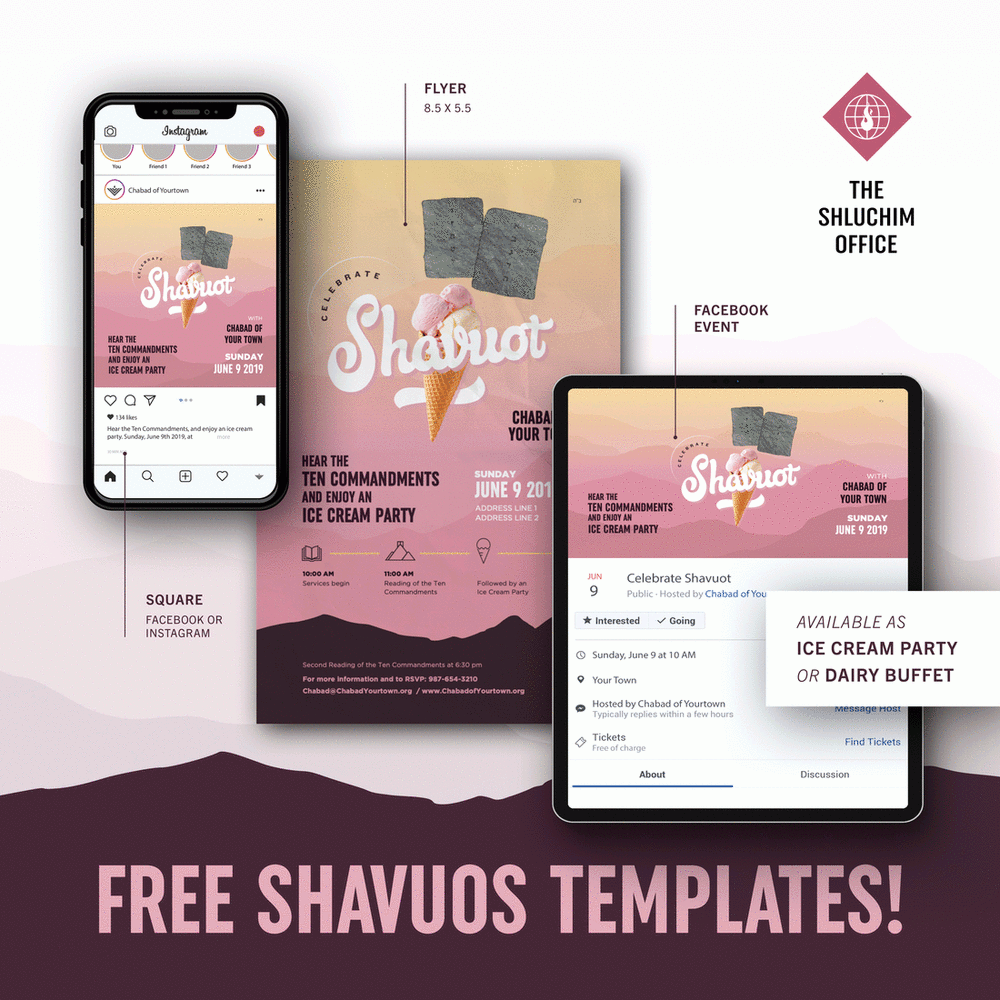 Shavuos #4 - Dairy Buffet, Ice Cream - Package - Customizable PDFs